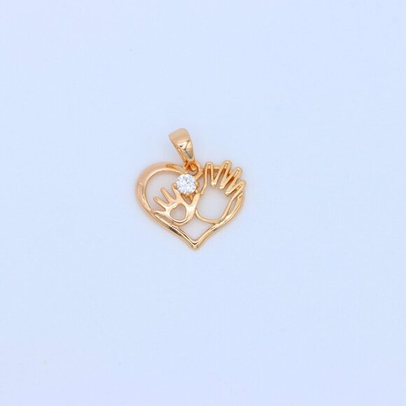 "Heart Shaped Rose Gold Pendant with Mother & Child Hand Design, XPPT1521 - Picture 11 of 13